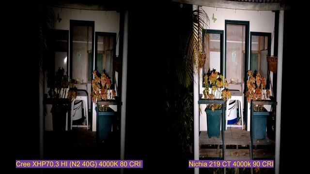 Cree XHP70-3 HI  4000k VS Nichia 219C 4000k Triple- High CRI Beam Shots