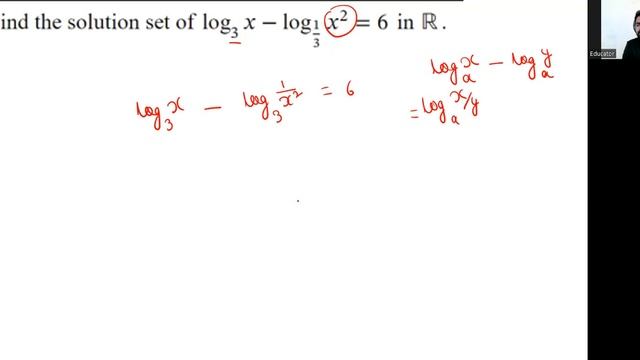 Find the solution set of log_3(x) - log_(1/3)(x ^ 2) = 6 in R. смотреть онлайн