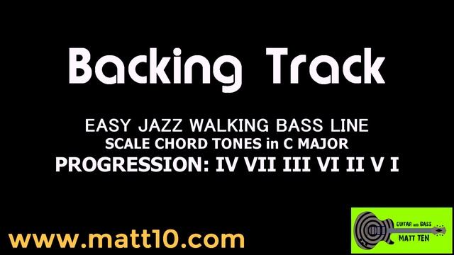 EASY BASS LESSON Beginner JAZZ LINE + TAB + BACKING TRACK - Scale Chord Tones in C Major смотреть онлайн