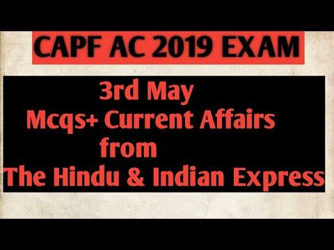 CAPF AC 2019- 3rd May Mcqs+ Current Affairs From The Hindu & Indian Express смотреть онлайн