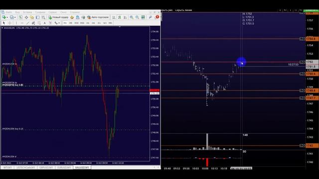 06.10.2021 торговля CL (нефть) и GC (золото). смотреть онлайн