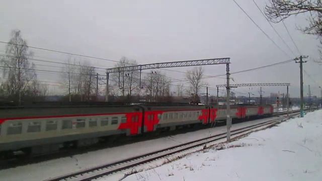 Электропоезд ЭД4М перегон Бекасово 1-Нара(Наро-Фоминск)17.01.2015 смотреть онлайн