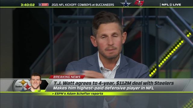 T.J. Watt reaches 4-year, $112M deal with the Steelers | NFL Live смотреть онлайн