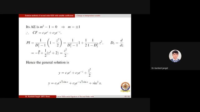 Lecture-2 |ODE with variable coefficients| Change of independent variable| Variation of parameters| смотреть онлайн