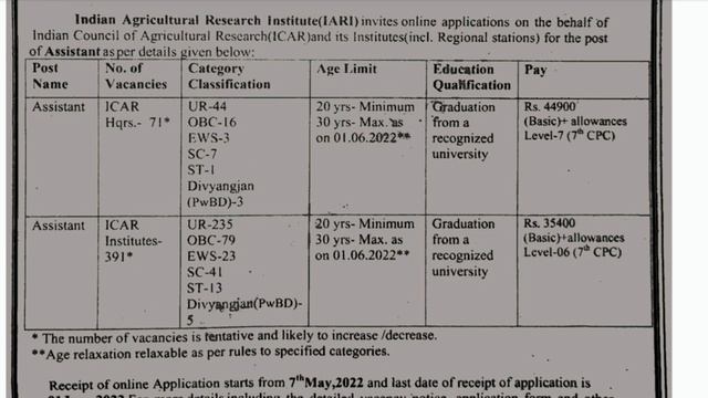 IARI Recruitment 2022 462 Assistant Posts Tamil смотреть онлайн