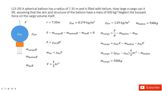 (13-29) A spherical balloon has a radius of 7.35 m and is filled with helium. How large a cargo can смотреть онлайн