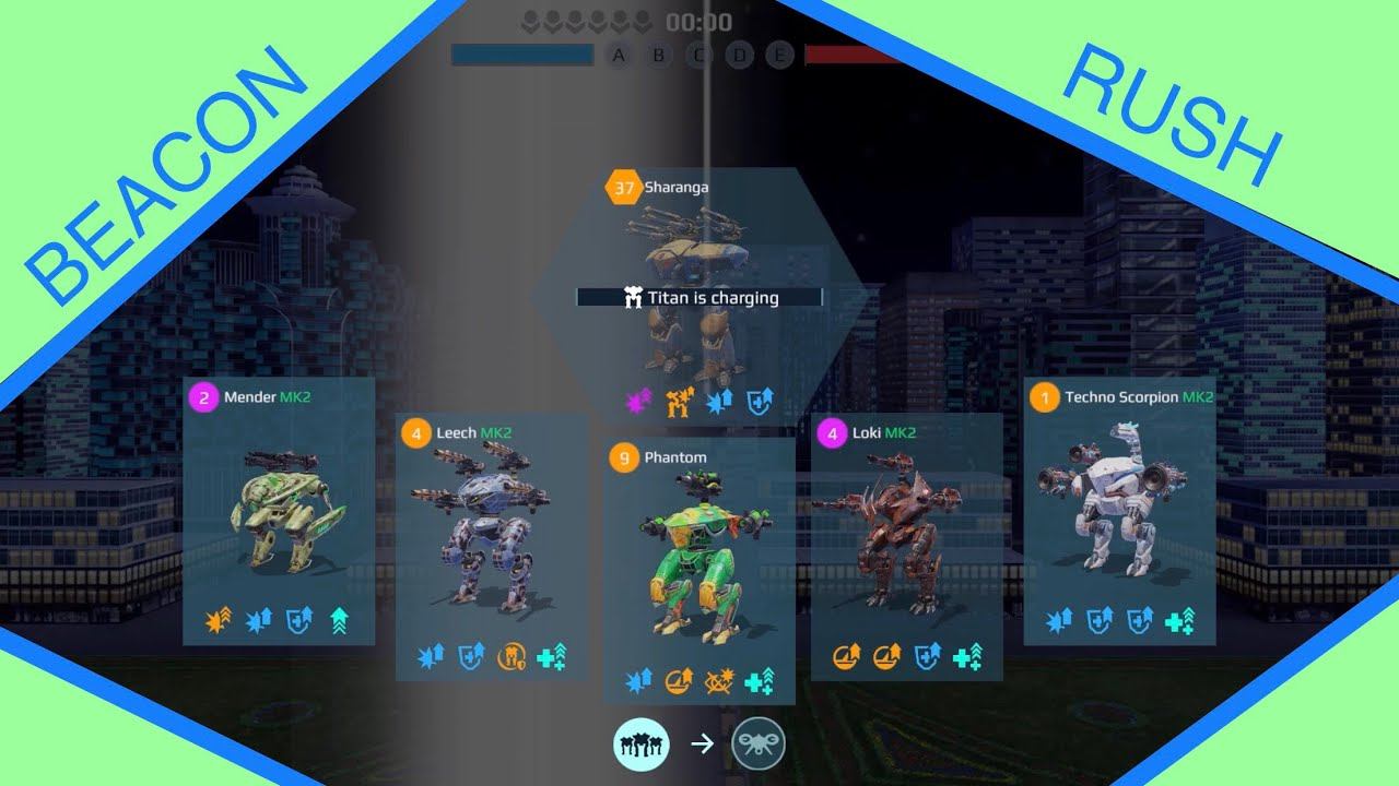 Beacon Rush Gameplay (Loki, Mender, Phantom, Leech) - War Robots смотреть онлайн
