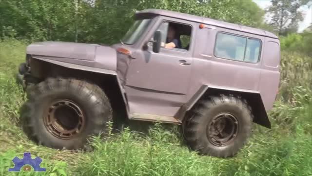 Вездеход из двух Уазов, на шинах низкого давления. смотреть онлайн