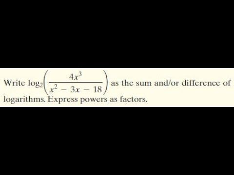 Write log(4x^3/(x^2-3x-18)) as the sum or difference смотреть онлайн