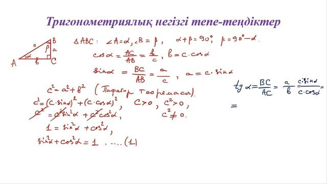 Тригонометриялық негізгі тепе-теңдіктер 1-ші бөлім 8-11 сынып смотреть онлайн