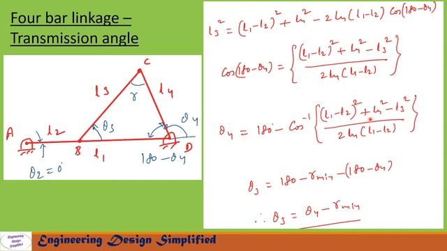 Four bar mechanism | Transmission angle | Analytical method смотреть онлайн