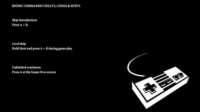 BIONIC COMMANDO CHEATS, CODES & HINTS смотреть онлайн