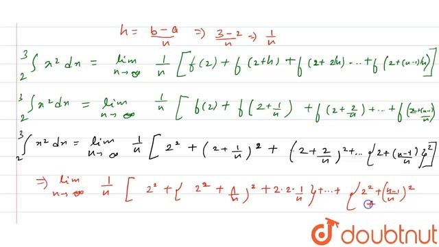 Evaluate the following integrals as limit of sum: int_2^3x^2dx | 12 | DEFINITE INTEGRALS | MATHS... смотреть онлайн
