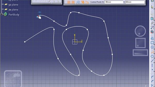 Catia V5 - Sketcher - Spline - Spline смотреть онлайн