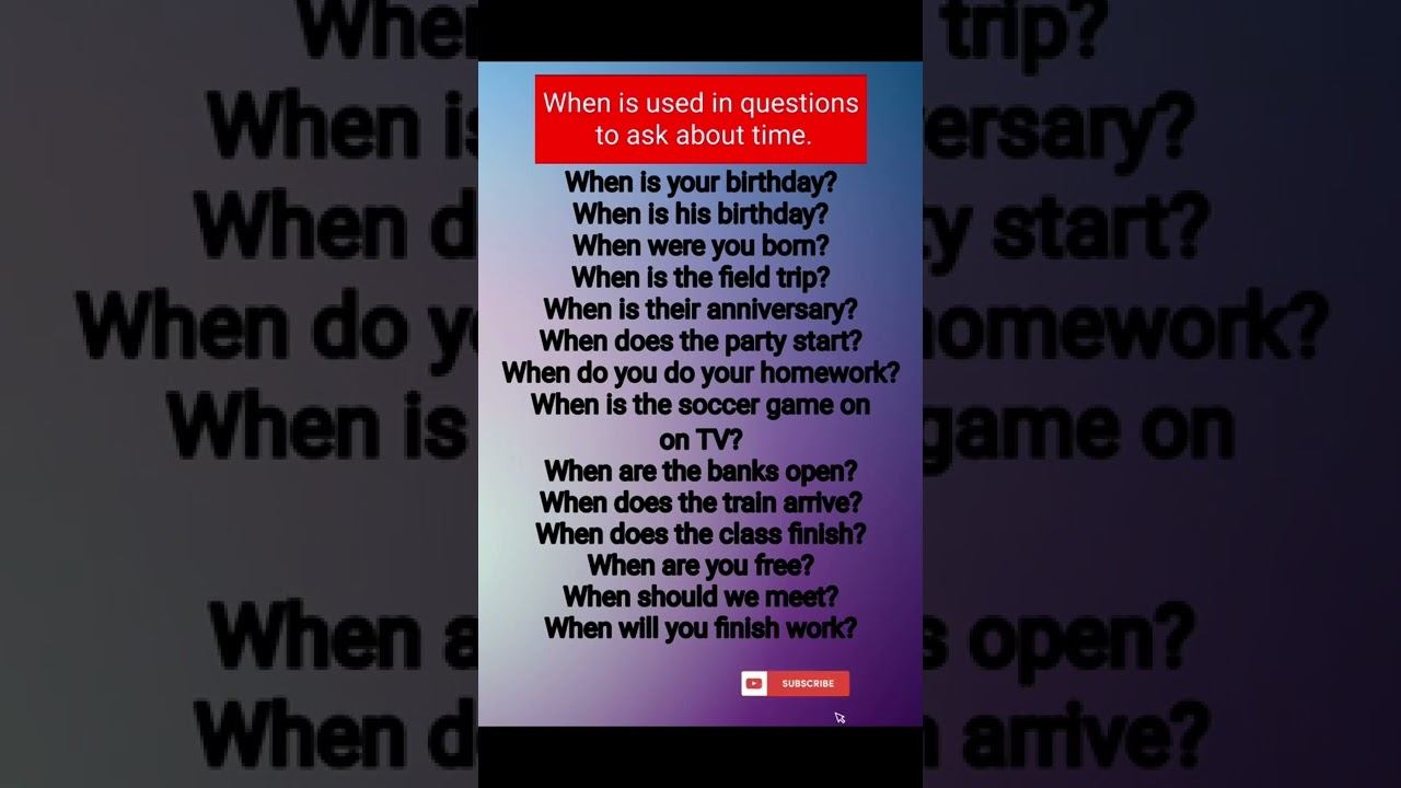 When is used in questions to ask about time смотреть онлайн