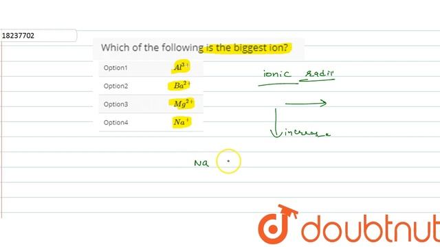 Which of the following is the biggest ion? смотреть онлайн