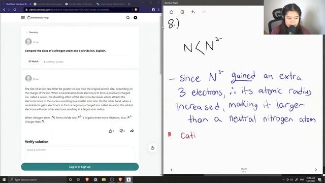 Compare the sizes of a nitrogen atom and a nitride ion Explain смотреть онлайн