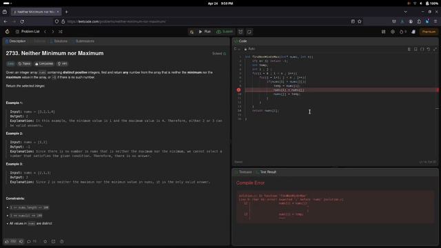 Neither Minimum nor Maximum - LeetCode with Python, JavaScript, and C смотреть онлайн