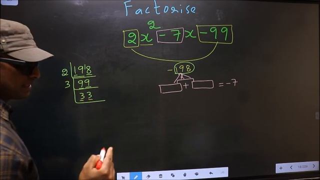 Factorize 〖2x〗^2-7x-99 смотреть онлайн