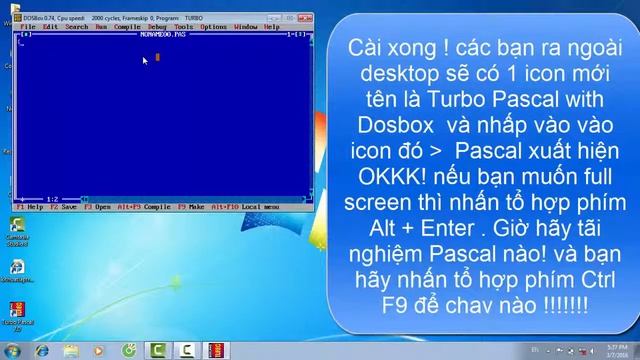Hướng dẫn cài Turbo Pascal Trên win 64 bit Khắc phục được lỗi Ctrl F9 = exit смотреть онлайн