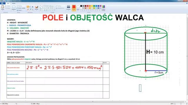 🔥 Pole powierzchni i objętość walca - wzory i przykład zadania смотреть онлайн