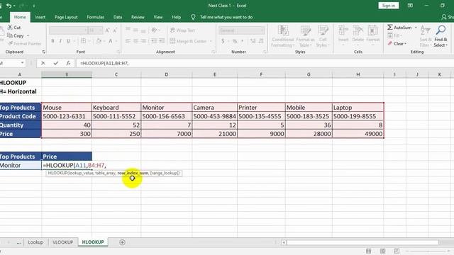 MS Excel - HLOOKUP Function #Class-25 смотреть онлайн