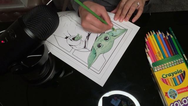 [ASMR] Color with me! Hair brushing, Scalp scratching, Tapping sounds! Baby Yoda (Grogu) Coloring смотреть онлайн