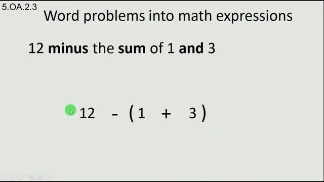 Translate word problems into mathematical expressions, subtraction 5 OA 2 смотреть онлайн