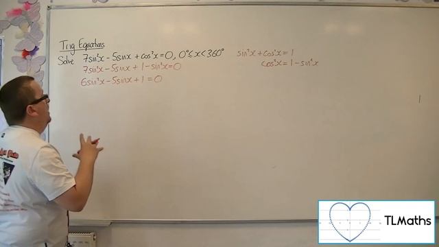 A-Level Maths: E7-43 [Trig Equations: Solve 7sin^2(x) - 5sin(x) + cos^2(x) = 0, 0-360 degrees] смотреть онлайн
