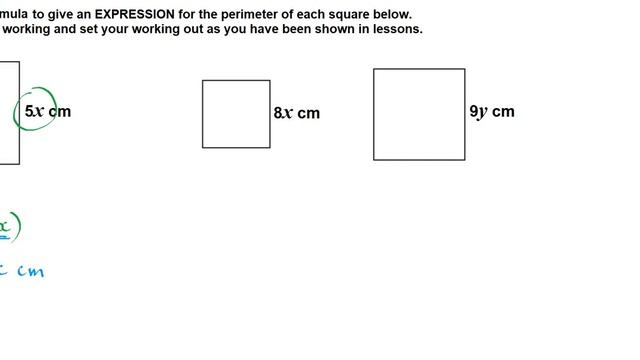 ALGEBRA - expressions. "Like Terms" Simplifying expressions of perimeter (squares). Tutorial 1 смотреть онлайн