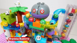 Развивающее строительство для детей: трасса из блоков ! Лабиринт ASMR – РОБОТ С ШАРИКАМИ