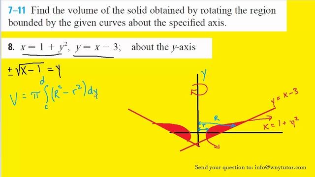Find the volume of the solid obtained by rotating the region bounded by the given curves about the смотреть онлайн