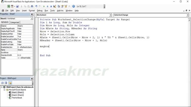 Sum On Worksheet Selection Excel VBA смотреть онлайн