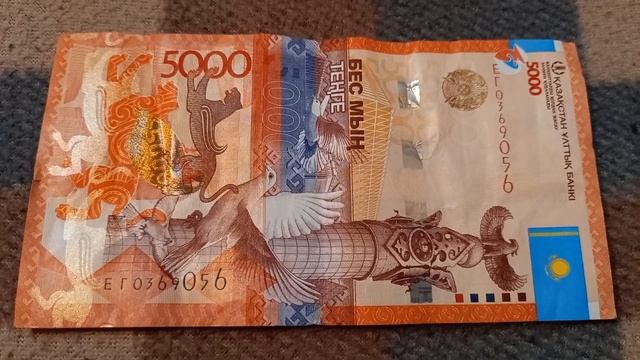 Два Нуля и две 6-ки у БАНКНОТЫ 5000 ТЕНГЕ в № серии ЕГ0369056 на байковой поверхности 29-ого Января смотреть онлайн