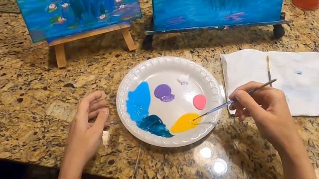 Step by step demonstration of painting Monet’s Waterlily Pond in acrylics by Komal Wadhwa смотреть онлайн