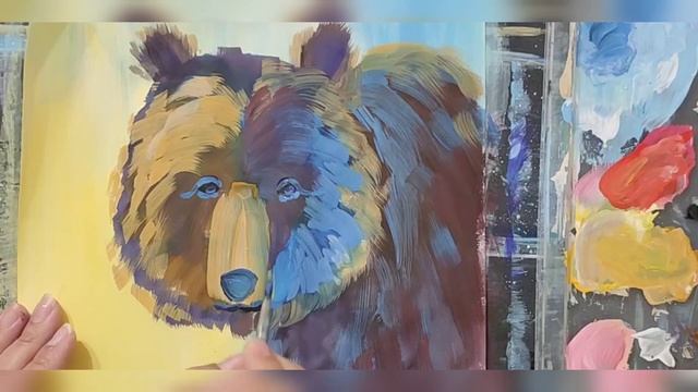 Рисование медведя гуашью смотреть онлайн