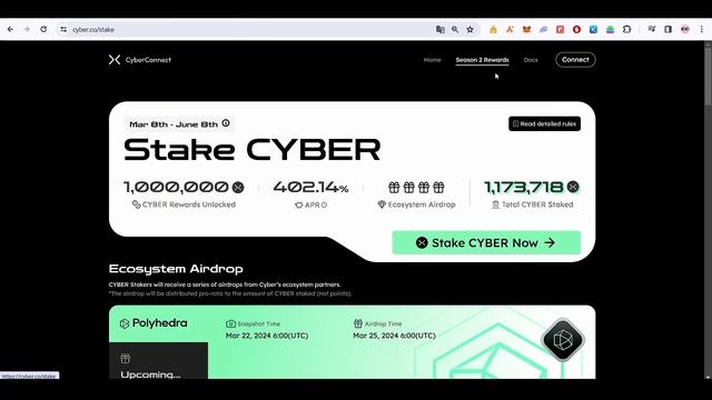 ПОЛУЧАЕМ ТОКЕНЫ В ЭКОСИСТЕМЕ $CYBER - ДРОП ЗА СТЕЙКИНГ смотреть онлайн