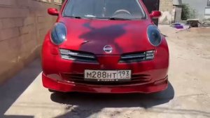 Автомобиль Nissan (автоэмаль PPG WR7 Dragon Red) красный перламутр - базовая эмаль
