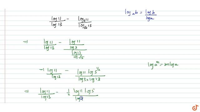 `(log11)/(log13)-(log_3 11)/(log_(sqrt(5))13)` смотреть онлайн