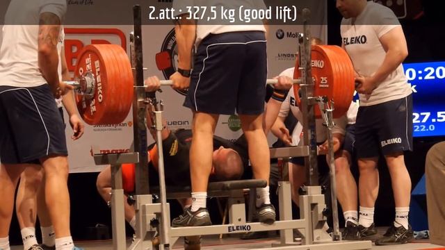 Vadym Dovganyuk (UKR) 317,5-327,5-335,5 kg - 2015 IPF World Men's Benchpress Championships смотреть онлайн