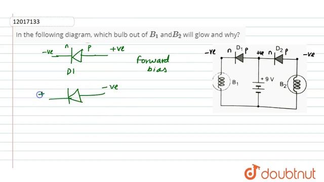 In the following diagram, which bulb out of B_(1) and B_(2) will glow and why? Draw a diagram o... смотреть онлайн