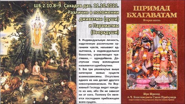 ШБ 2.10.8–9. Сахадев дас. 11.10.2021. Различие в положении дживатмы (души) и Параматмы (Сверхдуши) смотреть онлайн