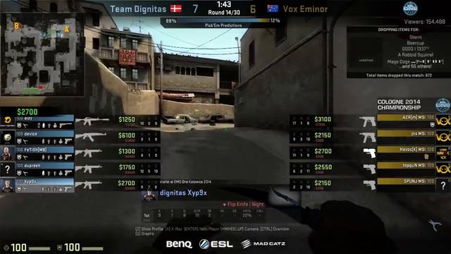 Dignitas vs Vox Eminor on de_dust2 @ ESL One Cologne 2014 Group D (CS:GO DIG vs VE) смотреть онлайн