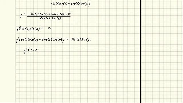 Find the derivative of y=ln(cos(x)sin(y)) смотреть онлайн