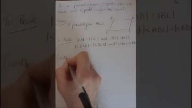 Proof:In a parallelogram opposite sides and opposite angles are equal in measure смотреть онлайн