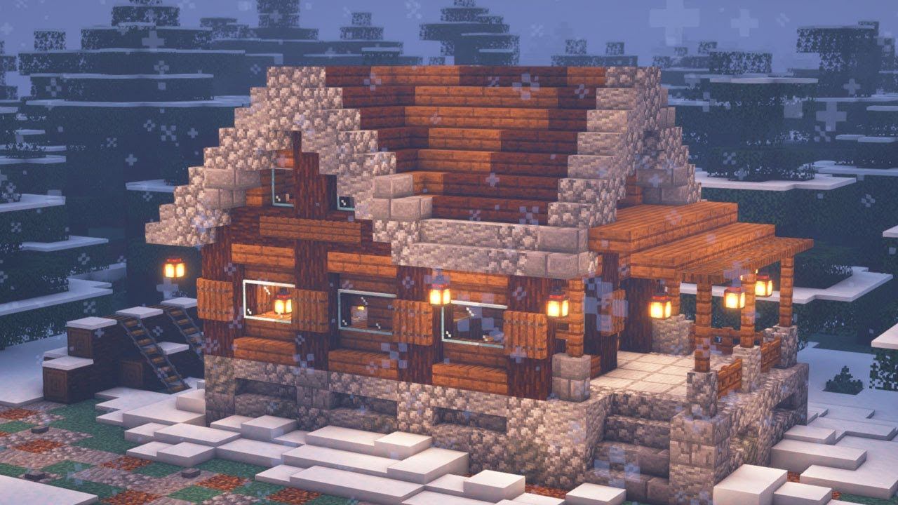 Minecraft | How to Build a Simple Winter Cabin смотреть онлайн