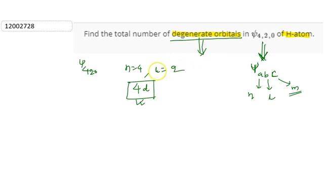 Find the total numer of degenerate orbitals in psi _(4, 2, 0) of H-atom. | 11 | ATOMIC STRUCTUR... смотреть онлайн