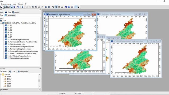 Vegetation Indices In SAGA GIS: NDVI, EVI, SAVI, TVI, Etc And Tasseled Cap Transformation