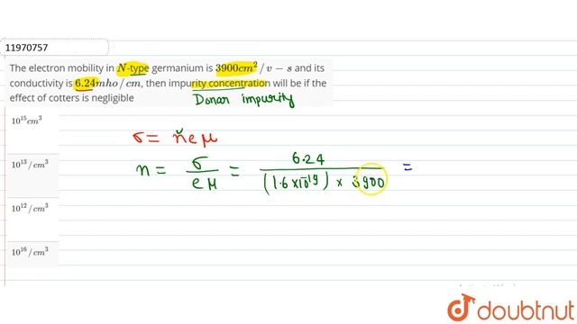 The electron mobility in `N`-type germanium is `3900cm^(2)//v-s` and its conductivity смотреть онлайн