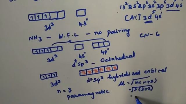 +2TN//Coordination chem//book back Qn5// [Cr(NH3)6]3+ is para ,[Ni(CN)4]2- is diamagnetic// English смотреть онлайн